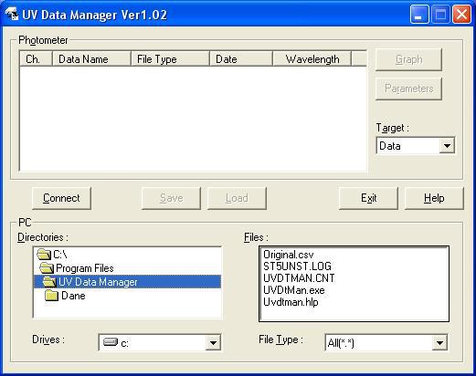 10): Zdjęcie 10. Okno programu UV Data Manager.