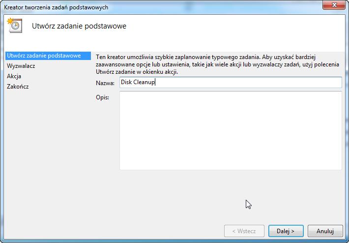 Krok 3 Otworzy się okno "Kreator tworzenia zadań podstawowych".