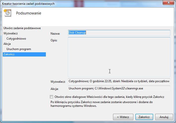 Kliknij Zakończ. Krok 4 Otworzy się okno "Harmonogram zadań".