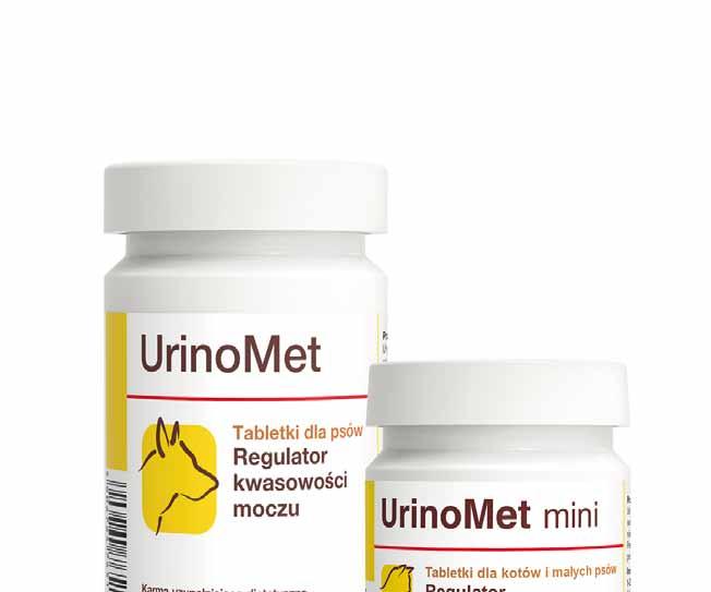 UrinoMet, UrinoMetmini REGULATOR KWASOWOŚCI MOCZU UrinoMet i UrinoMet mini to preparaty dla psów i kotów zawierające L-Metioninę.
