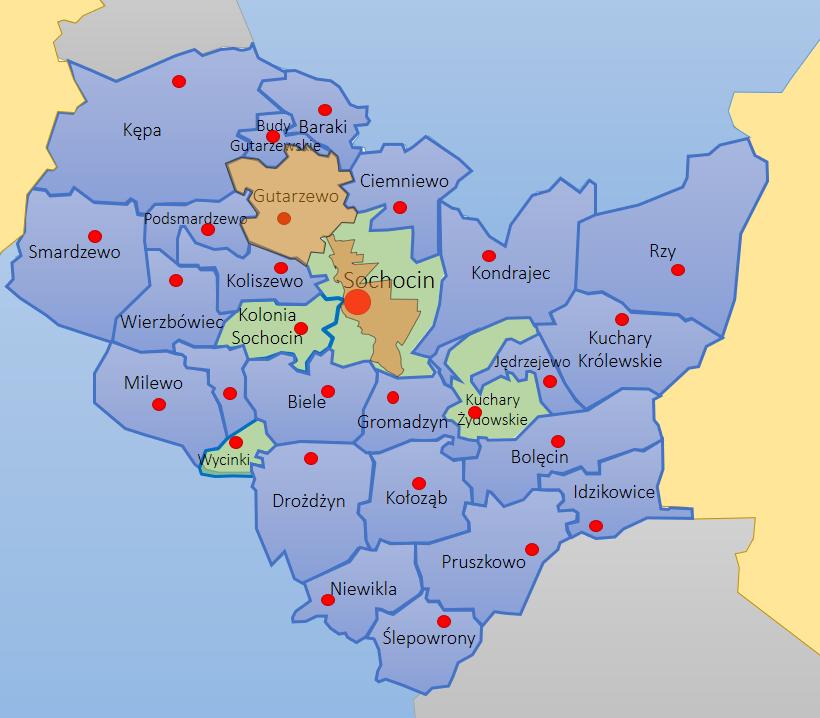 Poddany delimitacji obszar zajmuje powierzchnię 6,66 km2, co stanowi 5,46 % powierzchni Gminy oraz skupia ludność w liczbie 1819 osób, co stanowi 28,93 % ogólnej liczby mieszkańców Gminy. Tabela 23.