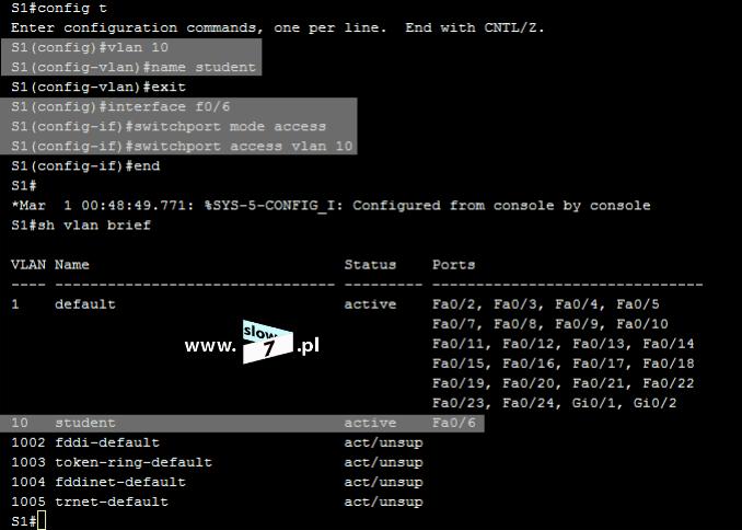 15 (Pobrane z slow7.pl) Część zadani mamy wykonane przełącznik S2 jest skonfigurowany tak więc przejdźmy do konfiguracji switcha S1.