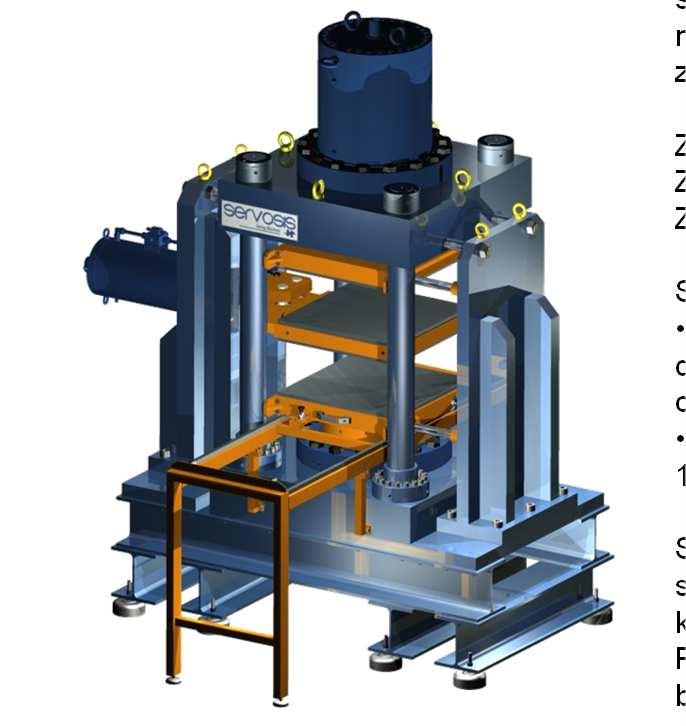 Opis Jest to system badania typu monoblok z napędem serwohydraulicznym zaprojektowany do wykonywania testów na łożyskach elastomerowych według UNE-EN 1337-3, załączniki F, G i H.