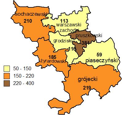 Podregion warszawski zachodni jest częścią składową województwa mazowieckiego. Swoim zasięgiem obejmuje siedem powiatów.