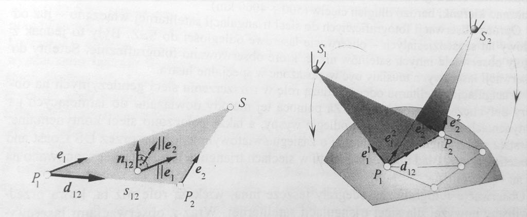 Podstawą triangulacji satelitarnej są wektory jednostkowe cięciw łączących stacje satelitarne.
