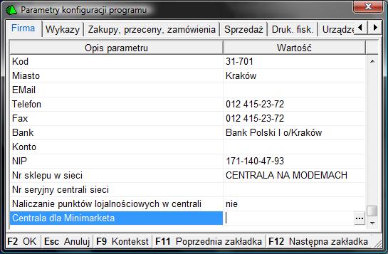 - 11 - Aby PC-Market 7 mógł pracować jako centrala dla Mini-Marketów należy w jego konfiguracji wskazać kontrahenta, który będzie pełnił funkcję Centrali