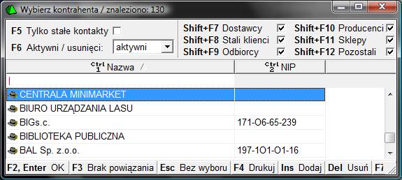 - 13 - Po zapisaniu kartoteki kontrahent pojawi się na liście.