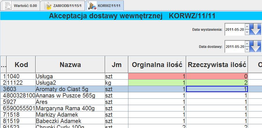 - 48 - Po wybraniu odpowiedniego dokumentu automatycznie zostaje stworzona dostawa w której wprowadzając ilości