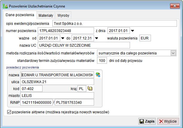 jest dostępna w menu głównego UCZ/Pozwolenia-Ewidencje UCZ.