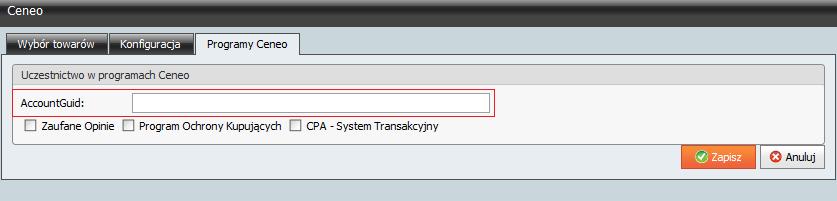 6 Programy Ceneo W zakładce Programy Ceneo sklepy mogą przystąpić do odpowiedniego programu Ceneo: Program Zaufane Opinie, Program Ochrony Kupujących oraz Program CPA (System Transakcyjny).