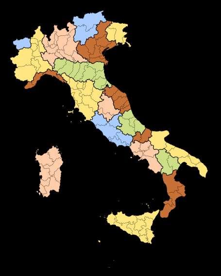 Włochy dzisiaj Włochy Państwo regionalne 20 regionów, (5 na prawach szczególnych), prowincje Polska Państwo unitarne Województwa, powiaty, gminy (ograniczona autonomia) 60 mln mieszkańców 38 mln