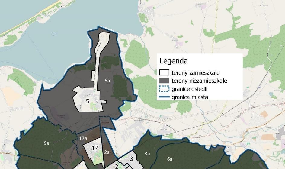 Rysunek 2. Podział miasta na jednostki urbanistyczne.