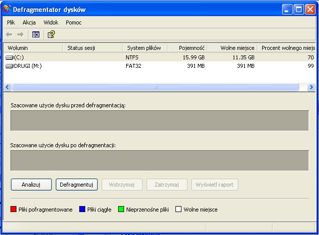 Jakie są typy plików i kolory, pogrupowane przez Defragmentator dysku?