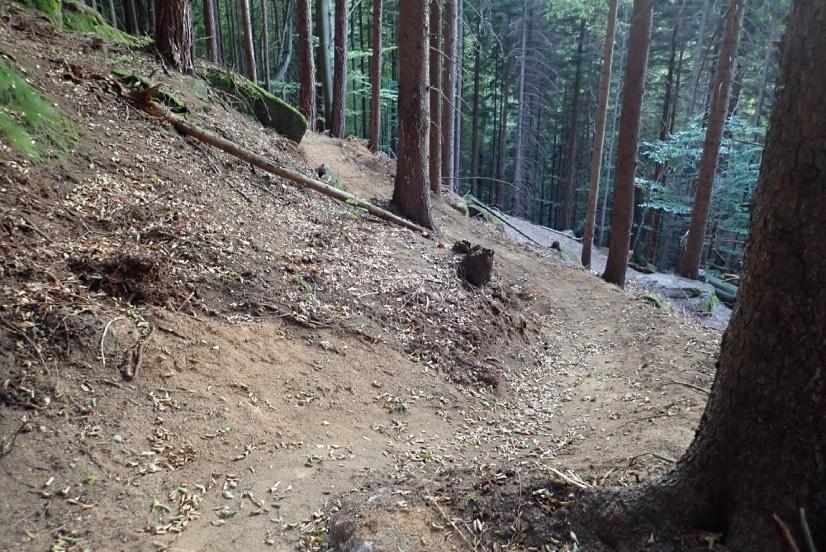Ciasne opadające zakręty które będą zatrzymywać wodę (sekcja nr 43) 2. Projekt przewiduje budowę nawierzchni z mineralnego gruntu rodzimego.