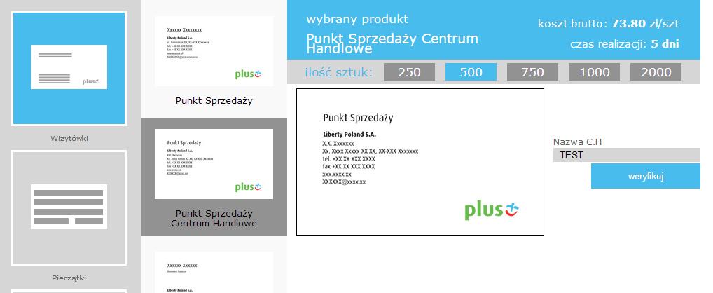 Wizytówki Punktu Sprzedaży C.H. Wizytówki Punktu Sprzedaży/C.H. 1. Wybierając wizytówki dla Punktu sprzedaży/c.h.