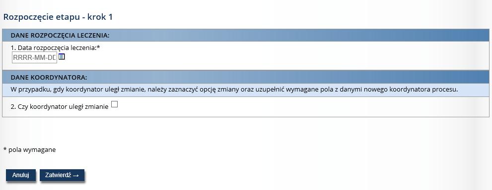 Aby skorzystać ze skróconej funkcjonalności uzupełniania etapów, na Liście procesów w kolumnie Operacje należy użyć opcji Następny etap.