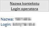 Dodany kontekst pracy obejmuje dane dotyczące umowy, dane osoby personelu medycznego, w imieniu której działa operator.