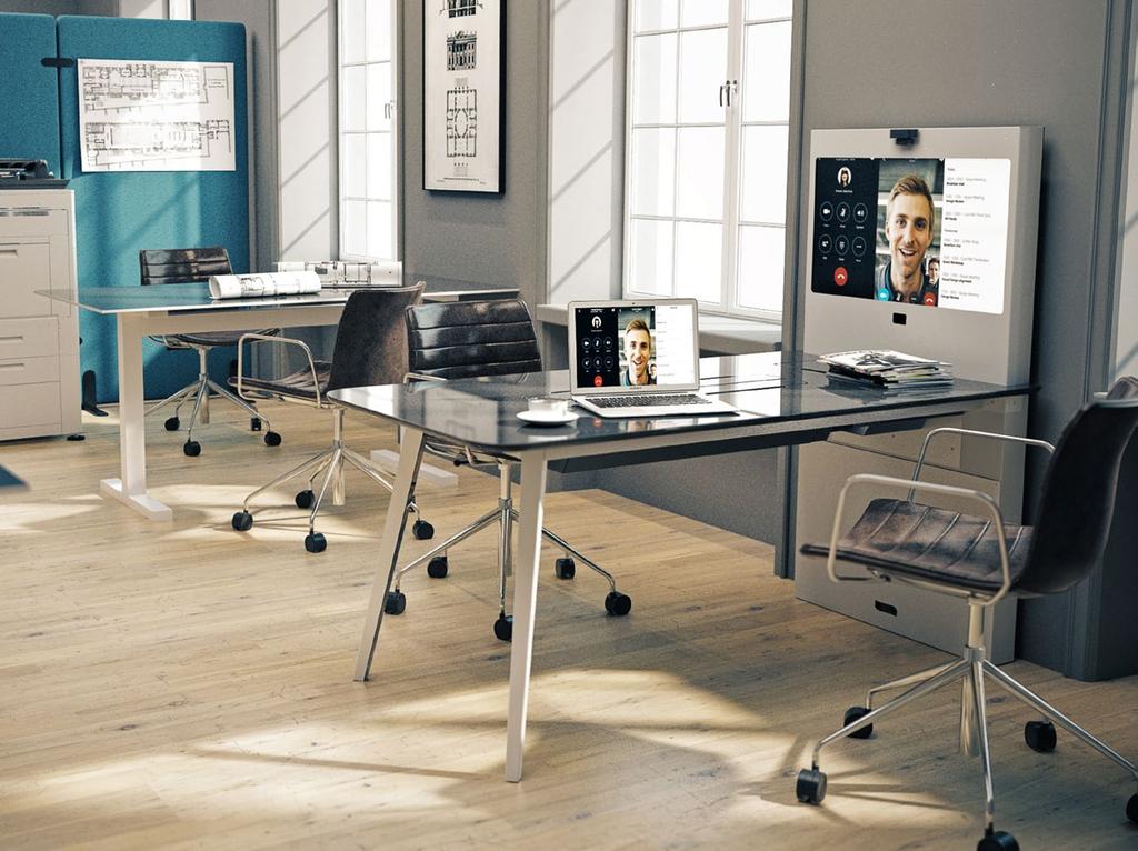 Huddle Room Table firmy Awarts może zostać polakierowany na dowolny kolor z palety RAL. Ponadto elementy stołu można polakierować na wysoki połysk lub zastosować lakier Metallic.