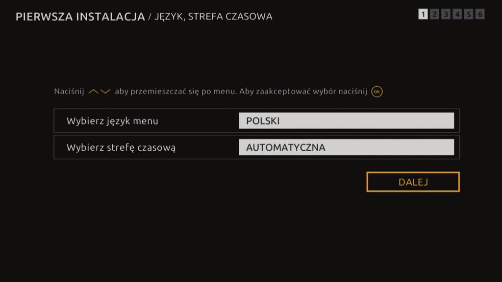 PIERWSZA INSTALACJA Po podłączeniu sygnału antenowego (wejście SAT), Internetu (LAN) oraz telewizora (wyjście HDMI) należy włączyć telewizor i podłączyć zasilanie dekodera.