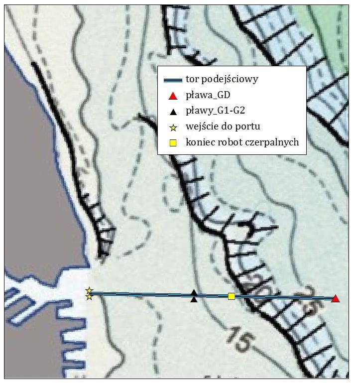 Rys. 10. Tor podejściowy Portu Gdynia (opracowanie własne na podstawie źródło: [15], [32]).