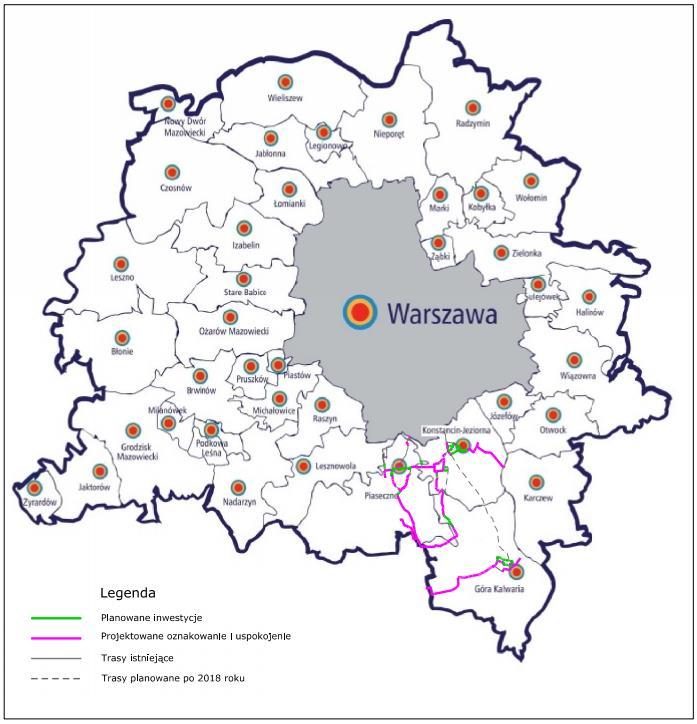 Zapewnienia: bezpiecznych, wygodnych, spójnych, bezpośrednich i atrakcyjnych połączeń w obrębie w/w gmin oraz z gminami ościennymi, w tym: Gminą Lesznowola, M. st.