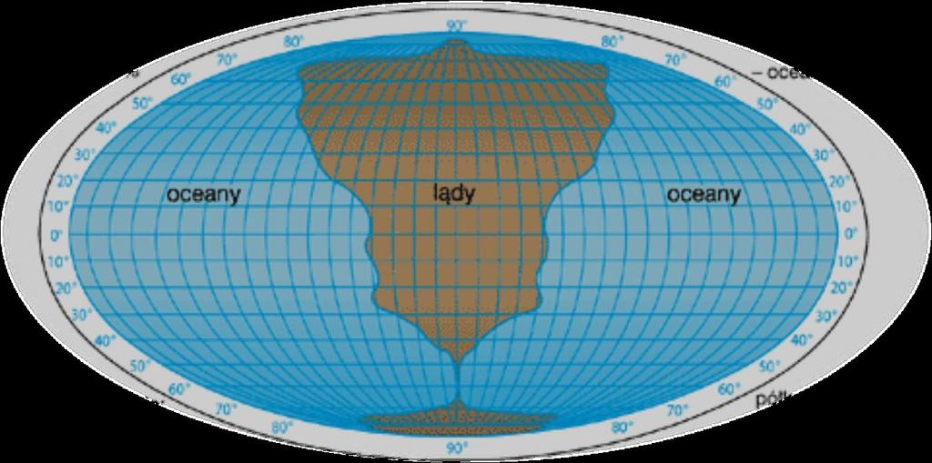 Wszechocean pokrywa 71% powierzchni Ziemi 361,3 mln km 2 : Ocean Spokojny (178,7 mln km 2, 49,5% powierzchni wszechoceanu), Ocean