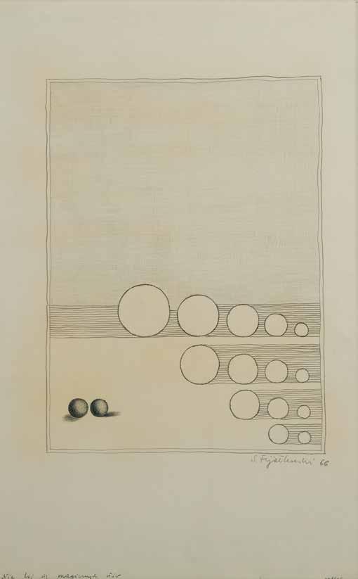 2 STANISŁAW FIJAŁKOWSKI NIE BÓJ SIĘ MAGICZNYCH SŁÓW, 1966 ołówek, papier, 73x 48 cm sygnowany, datowany i opisany u dołu: Nie bój
