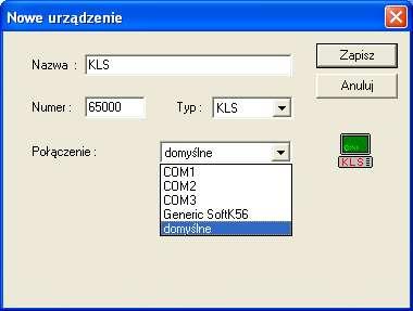 Wprowadź nazwę KLS, numer fabryczny (standartowo 65000 rys.5.1.