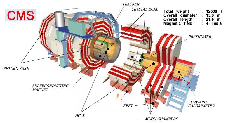 Compact Muon Solenoid Detektor śladowy Kalorymetr elektromagnetyczny (ECAL) d Masa: 12500T Średnica: 15 m