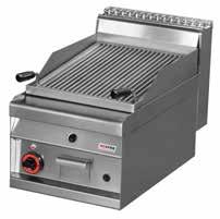 LINIA REDFOX 700 PŁYTY GRILLOWE 99 O firmie 560 550 FTL - 6 ETS Płyta grillowa elektryczna powierzchnia gładka chromowana x osobne sterowanie strefy grzewcze wymiary płyty w cm: 55 x 56 6 500,-