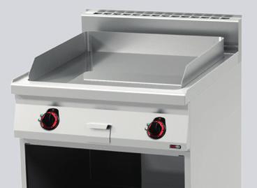 LINIA REDFOX 900 PŁYTY GRILLOWE 329 O firmie FTH 90/40 E 5 590,- Płyta griowa eektryczna płyta robocza gładka wykonana ze specjanej stai o grubości 12 szczotkowana powierzchnia robocza szufadka na