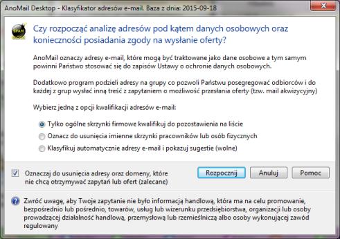 Brak zgód na e-mailing Brak zgód na mailing oraz Klasyfikator adresów e-mail to dwie unikalne funkcje, które DIAMETRALNIE zmniejszają ryzyko trafienia Państwa na listy spamerów (ang.