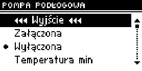 III.10. Pompa podłogowa Funkcja ta służy do sterowania ogrzewaniem podłogowym. Użytkownik zadaje temperaturę ogrzewania podłogowego w zakresie 30oC 55oC.