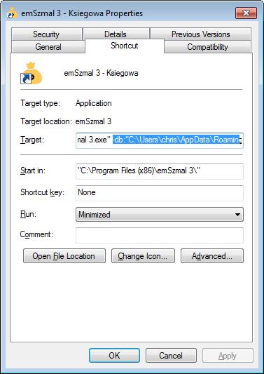 W tym przypadku modyfikujemy pole Target ( Element docelowy ) i dopisujemy wymagane parametry. Kontakt support@emszmal.pl emszmal 3: http://www.emszmal.pl/ emszmal Banking API: http://api.