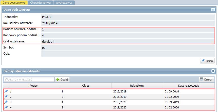 Postępując analogicznie, dodaj pozostałe semestry oddziału. 9.