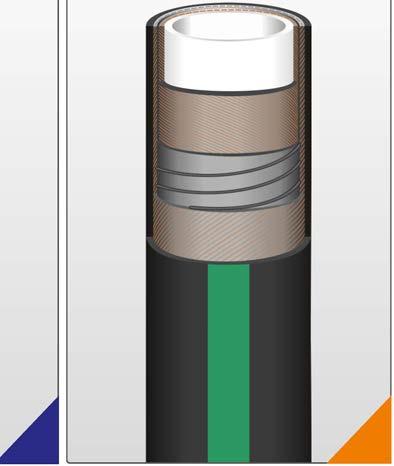 Warstwa wew.: guma NR/BR. Warstwa zew.: guma SBR. Wzmocnienie: oplot syntetyczny, miedziana linka antystatyczna. Temperatura pracy: od 30 do + 70 C. Certyfikaty i dopuszczenia: FDA. ciśnienie rab.