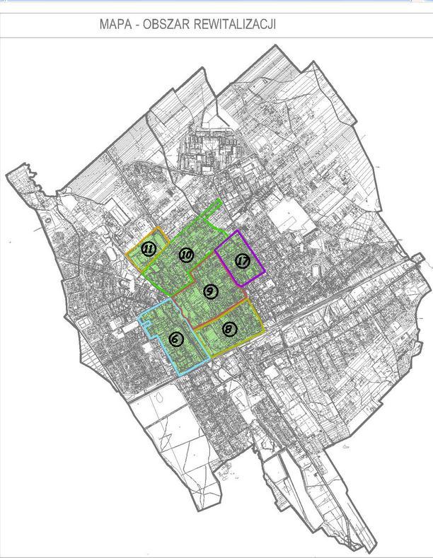 Propozycja obszaru rewitalizacji w ramach Lokalnego Programu Rewitalizacji Miasta Żyrardowa okręg powierzchnia w ha obszar rewitalizacji % udziału w powierzchni miasta mieszkańcy 6 30,77