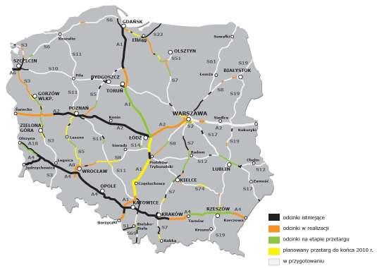 Sieć autostrad i dróg ekspresowych w Polsce Źródło: Beskidzki Dom Maklerski S.A.