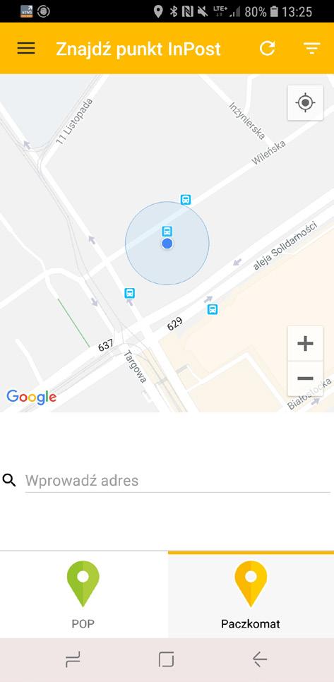 InPost Mobile Wejdź w zakładkę znajdź punkt InPost Wyszukaj paczkomaty w okolicach adresu Warszawa, Aleje Jerozolimskie Odczytaj 3 adresy znalezionych paczkomatów nie zostało wykonane.