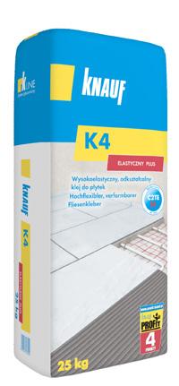 SYSTEMY GLAZURNICZE /KLEJE Elastyczny, rozpływny klej do płytek C2E KNAUF K3 PODŁOGA/FORMAT Grubowarstwowy, cementowy klej do mocowania okładzin dużego formatu na podłogach wewnątrz i na zewnątrz