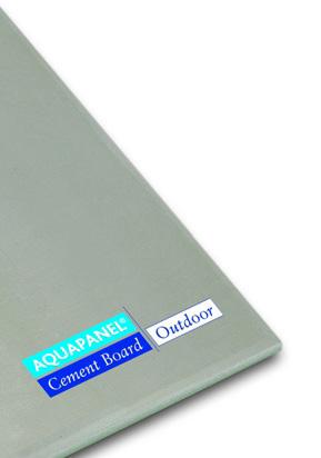 SYSTEMY AQUAPANEL /AQUAPANEL OUTDOOR PŁYTA CEMENTOWA AQUAPANEL OUTDOOR Płyta w 100% wodoodporna i zbrojona na całej powierzchni siatką z włókna szklanego.