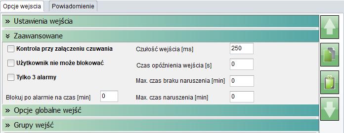 Str. 138 NeoGSMIPManager Zaawansowane Kontrola przy załączeniu czuwania zaznaczenie opcji włącza sprawdzanie naruszenia wejścia przy uzbrojeniu.