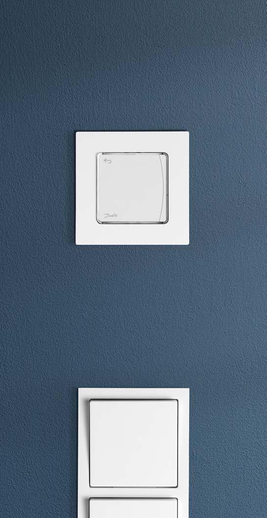 Pasuje do ramek włączników Idealne uzupełnienie wnętrz Termostat pokojowy Danfoss Icon został zaprojektowany w