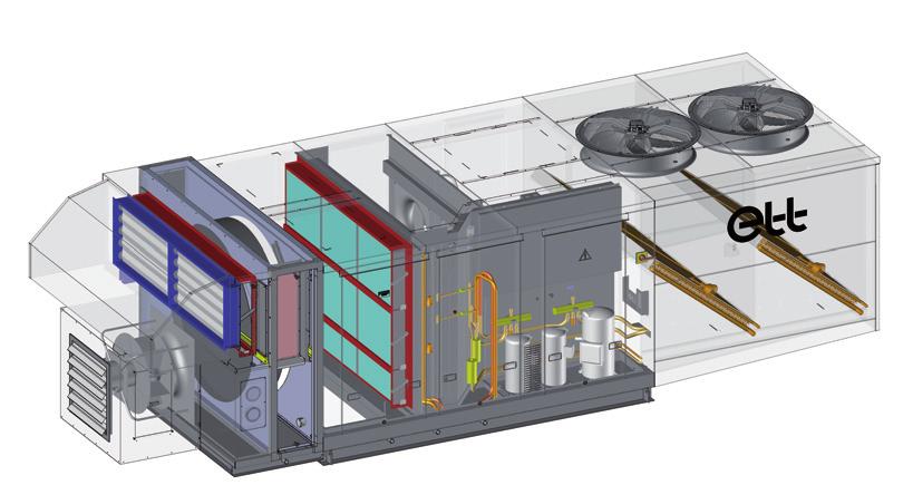 Montaż na zewnątrz i wewnątrz budynku EFFI DX Pompa ciepła z modułem wywiewnym i obrotowym wymiennikiem