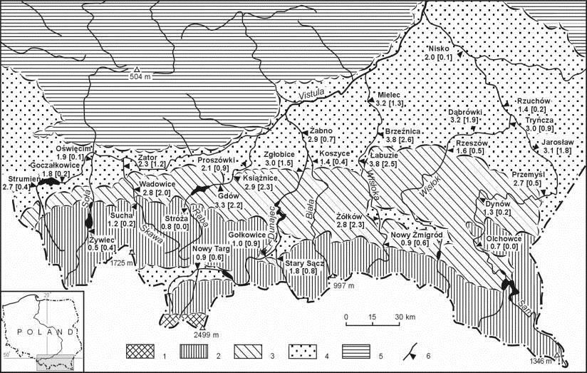 Obniżenie się minimalnych rocznych stanów wody głównych rzek