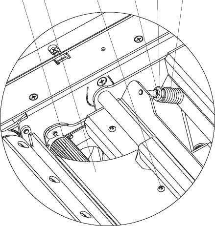 Rys. 27 Montaż paska napędowego i automatycznego łańcucha podającego dla grubościówki 49 - koło pasowe; 50 śruby mocujące; 5 - pas; 52 - łańcuch napędowy; 53 - uchwyt; 54 sprężyna 9.