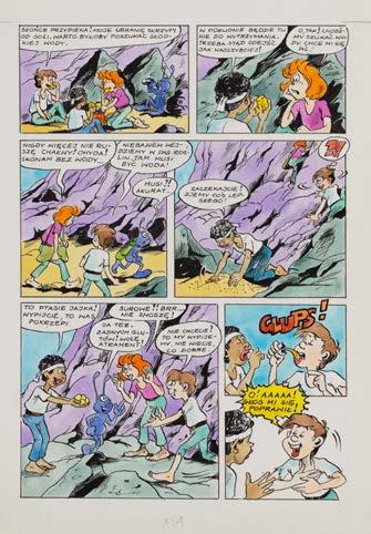 65 SZARLOTA PAWEŁ (1950-2018) "Jonka, Jonek i Kleks" - W pogoni za czarnym Kleksem, plansza komiksowa nr 33, 1987 r.