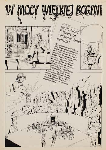 40 MAREK SZYSZKO (ur. 1951) "W mocy wielkiej bogini", plansza komiksowa nr 1, 1979 r. tusz/papier, 58 x 41 cm sygnowany p.d.: 'M.
