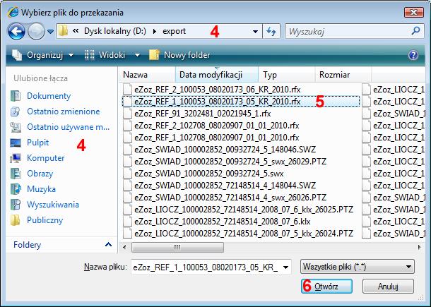 (6). W polu (7) wpisana zostanie ścieżka do wskazanego wcześniej pliku.