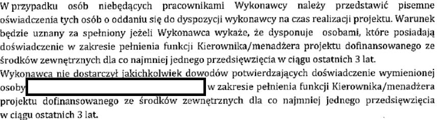 Zapis odnośnie dokumentów składanych na potwierdzenie spełnienia warunków udziału w